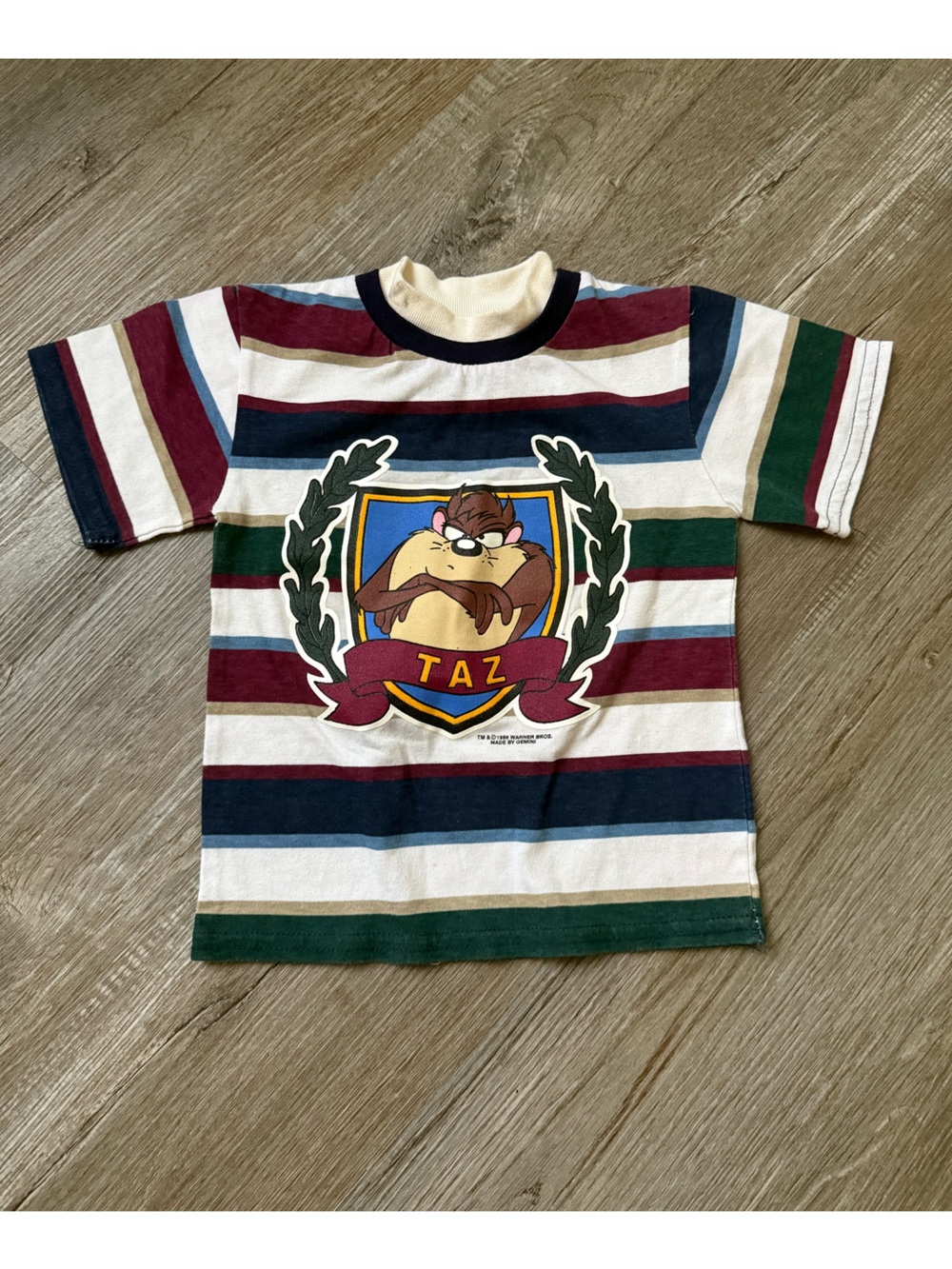VTG 1996 Looney Tunes Blues Made In USA TAZ Short Sleeve Striped T-shirt Size 2T